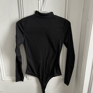 Black mock neck body suit